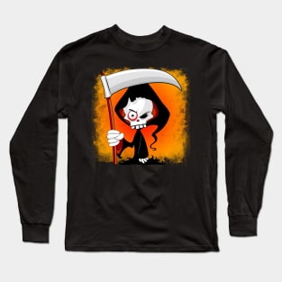 Grim Reaper Creepy Cartoon Character Long Sleeve T-Shirt